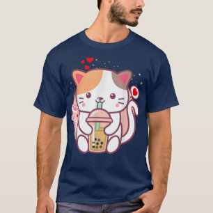 Cat Boba Tea Bubble Tea Kawaii Anime Japanese Neko T-Shirt