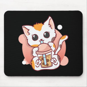 Cat Boba Tea Bubble Tea Kawaii Anime Neko for Girl Mouse Pad