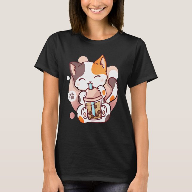 Cat Boba Tea Bubble Tea   Neko T-Shirt (Front)