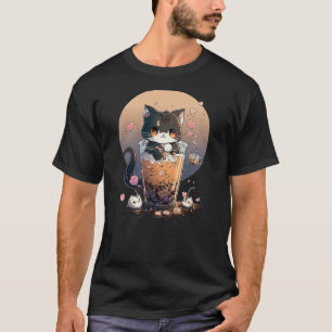 Cat Boba Tea kawaii Kitty Bubble Tea Anime T-Shirt