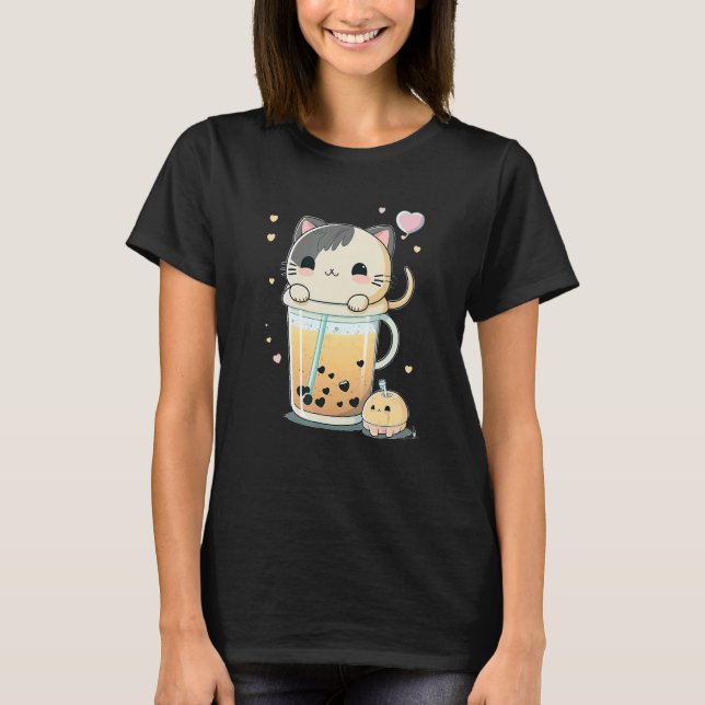 Cat Boba Tea Kitty Bubble Tea T-Shirt (Front)