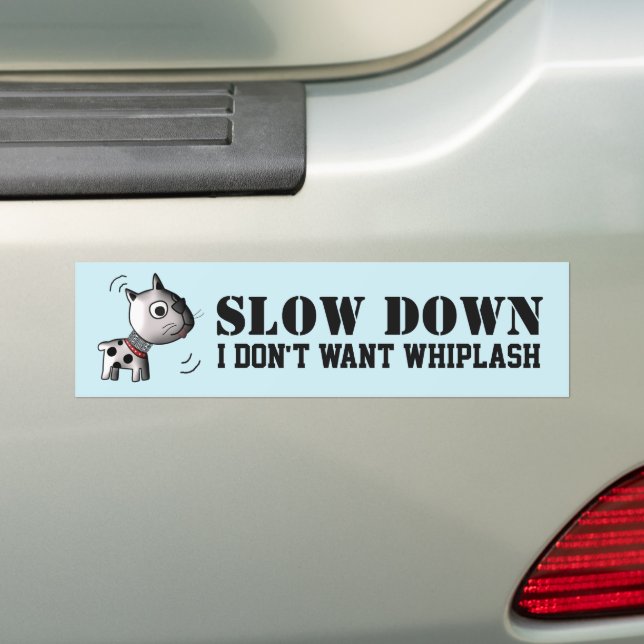 Cat Bobblehead Whiplash Warning Funny Bumper Sticker (On Car)