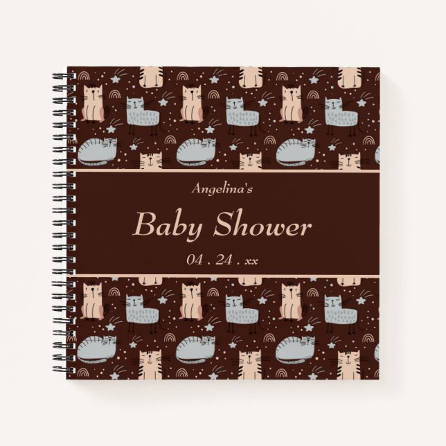 Cat Boho Pattern Gift List Notebook (Front)