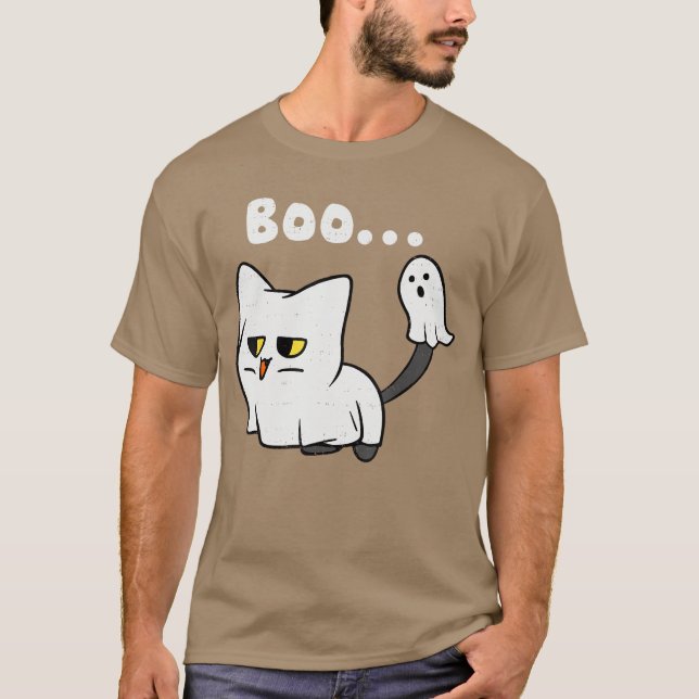 Cat Boo Ghost Cute Kitty Spooky Funny Halloween Me T-Shirt (Front)