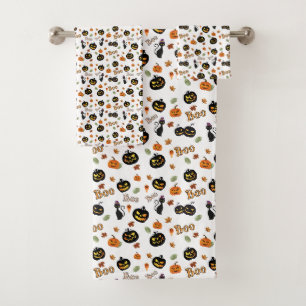 Cat Boo Halloween Bath Towel Set