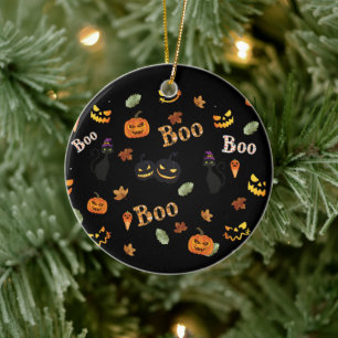 Cat Boo Halloween Ceramic Tree Decoration