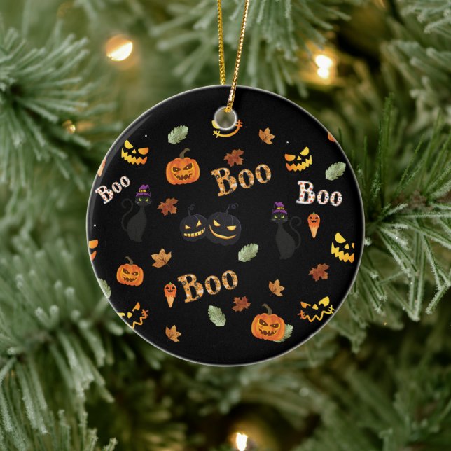 Cat Boo Halloween Ceramic Tree Decoration (Tree)