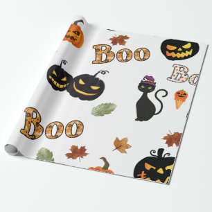 Cat Boo Halloween Wrapping Paper