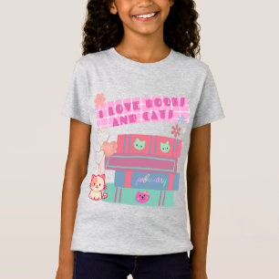 Cat Book Lover - Cosy Bookish Gifts Girly Heather T-Shirt