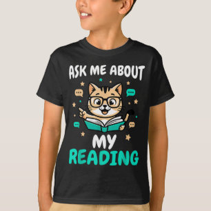 Cat book lover - teacher reading - men women kids T-Shirt