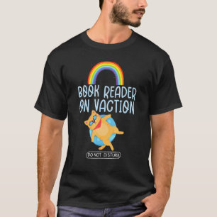 Cat Book Reader On Vacation Book & Cat Rainbow T-Shirt