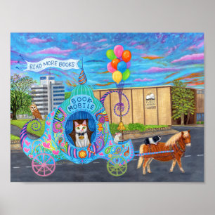Cat Bookmobile Library Guinea Pig Pony Owl Mouse Poster
