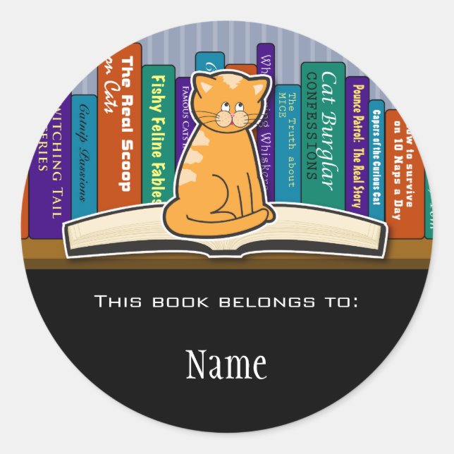 Cat Bookplate Sticker (Front)