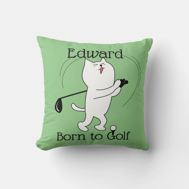 Cat Born to Golf Cushion (Front)