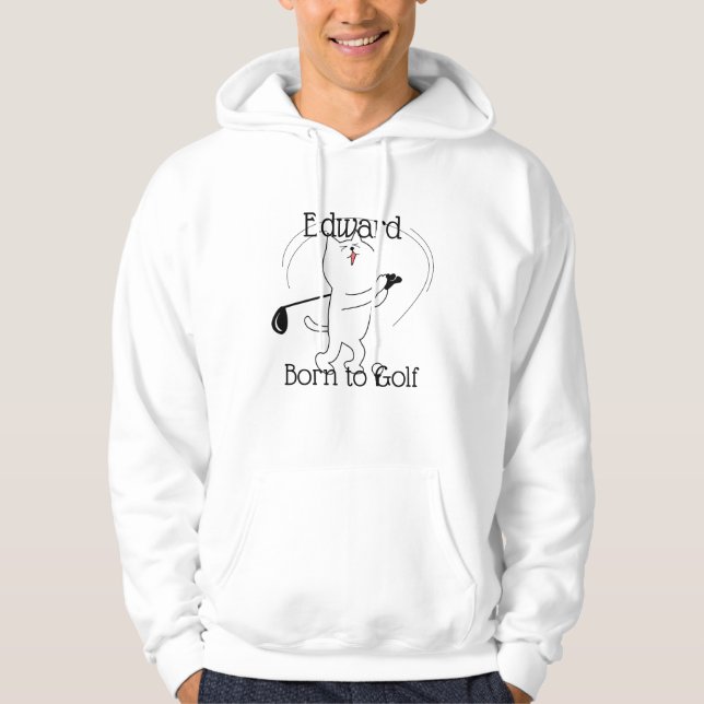 Cat Born to Golf  (light colours) Hoodie (Front)