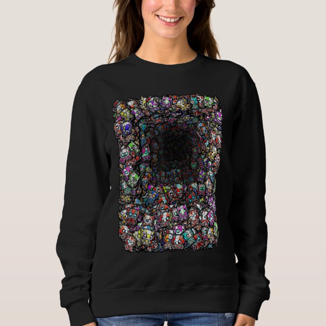 Cat Bots Squared  Cute Alien Cat Robots Optical Il Sweatshirt (Front)