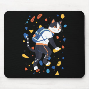 Cat Bouldering Rock Climbing Funny Colorful Climbe Mouse Pad