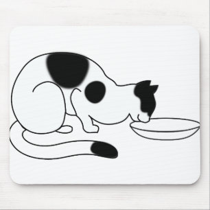 Cat Bowl Black Eating Pet Domestic Hungry Feline Mouse Pad