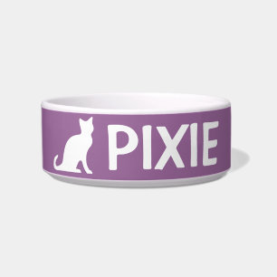 Cat bowls with custom pet name and colour