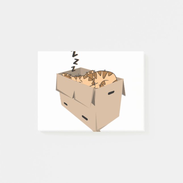 Cat Box Sleep Cartoon Tired Zzz Sleep Cute Post-it Notes (Front)