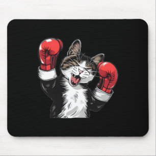 Cat Boxing Champion Funny Cute Kitten Fighter Mouse Pad
