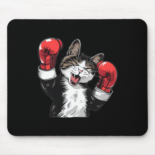 Cat Boxing Champion Funny Cute Kitten Fighter  Mouse Pad (Front)