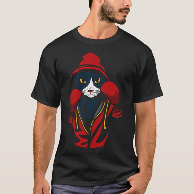 Cat Boxing Creative Animal  Cool Boxer T-Shirt (Front)