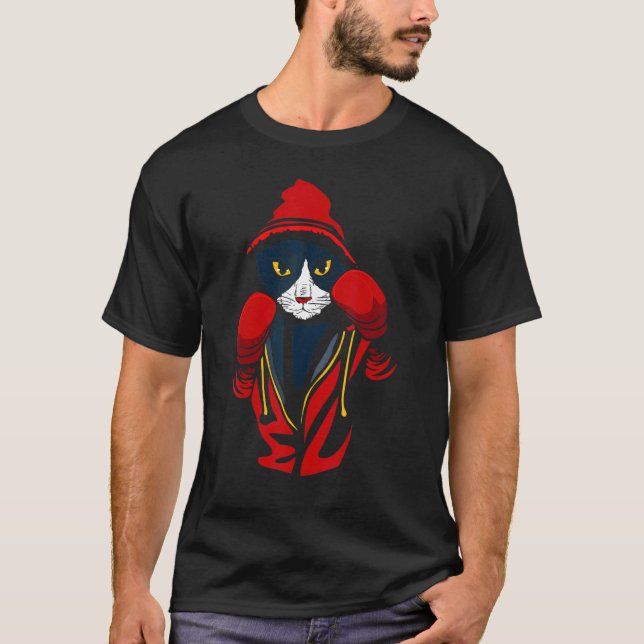 Cat Boxing Creative Animal  Cool Boxer T-Shirt (Front)