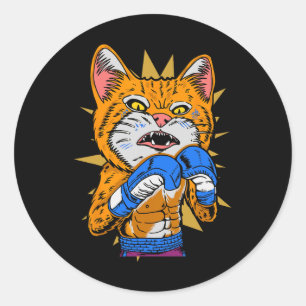 Cat Boxing Kitten Boxing Gloves Boxer Funny Cat Me Classic Round Sticker