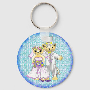 cat bride and groom Keychain
