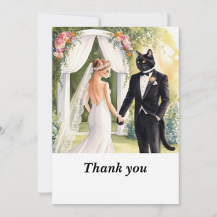 Cat Bride and Groom on wedding day  Thank You Card