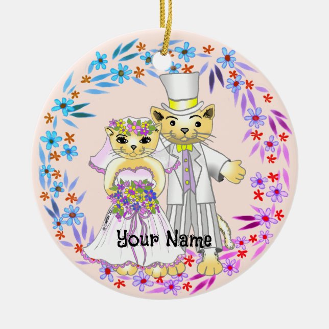 Cat Bride and Groom  ornament (Front)