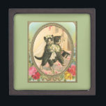 Cat Bride and Groom  vintage wedding 3x3 Keepsake Box<br><div class="desc">what a perfect place to keep those pearl earrings or necklace you wore in your wedding.  this sweet cat couple is a sweet image to remind you of that day.</div>