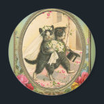 Cat Bride and Groom Wedding Day Magnet<br><div class="desc">Vintage image of Bride and Groom cats complete with bouquet,  veil and top hat. A sweet vintage image to share.</div>