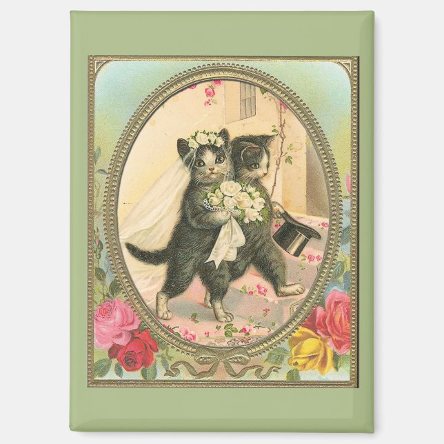 Cat Bride and Groom Wedding Day Magnet (Front)