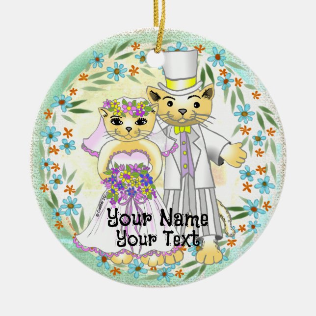 Cat Bride and Groom wedding Ornament (Front)