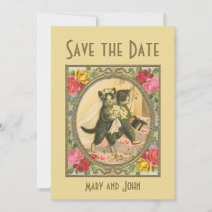 Cat Bride and Groom Wedding  save the date Invitation