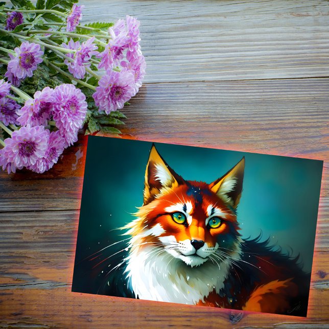  cat bright red animal colourful art whisker lovel rectangular sticker (Creator Uploaded)