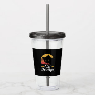 Cat Brother Vintage Style Retro Gift For Cat Lover Acrylic Tumbler
