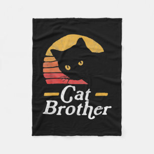 Cat Brother Vintage Style Retro Gift For Cat Lover Fleece Blanket