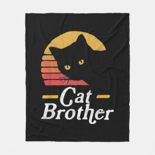 Cat Brother Vintage Style Retro Gift For Cat Lover Fleece Blanket