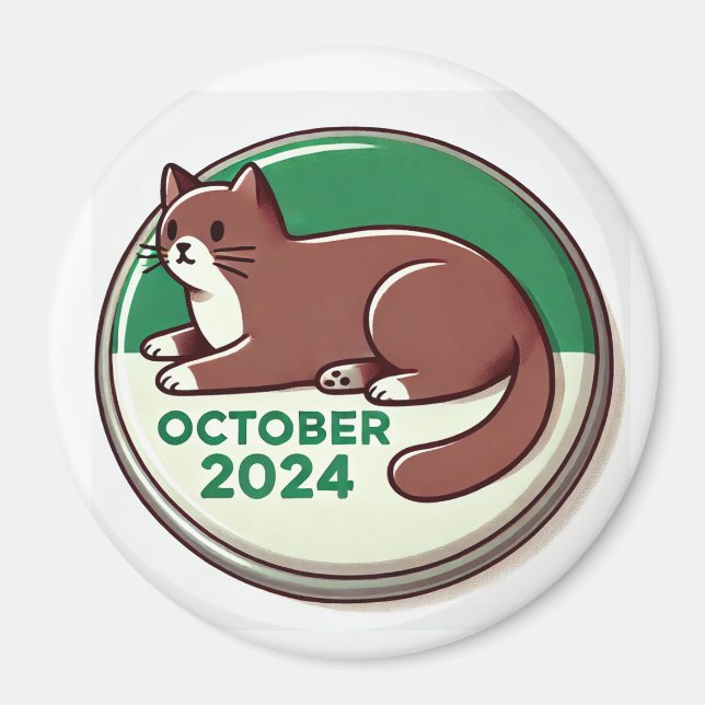 Cat, Brown and White Magnet (Front)