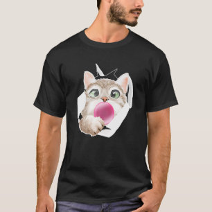 Cat Bubble Gum Cute Feline T-Shirt
