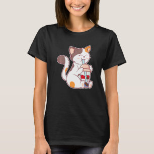 Cat Bubble Tea 4th Of July American Flag Usa T-Shirt
