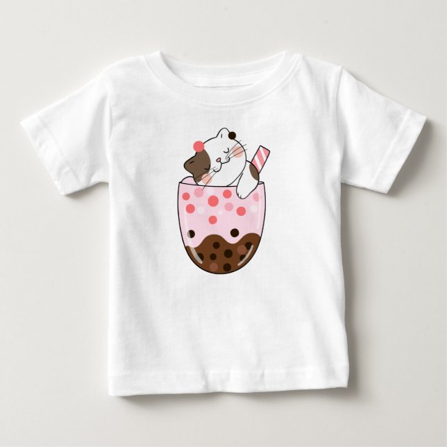 Cat Bubble Tea Baby T-Shirt (Front)