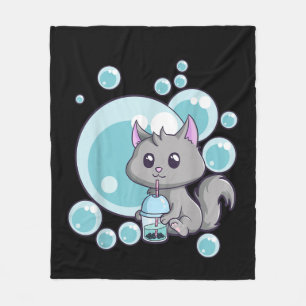 Cat Bubble Tea Gift   Funny Boba Tea Cats Design Fleece Blanket