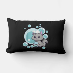 Cat Bubble Tea Gift Funny Boba Tea Cats Design Lumbar Cushion