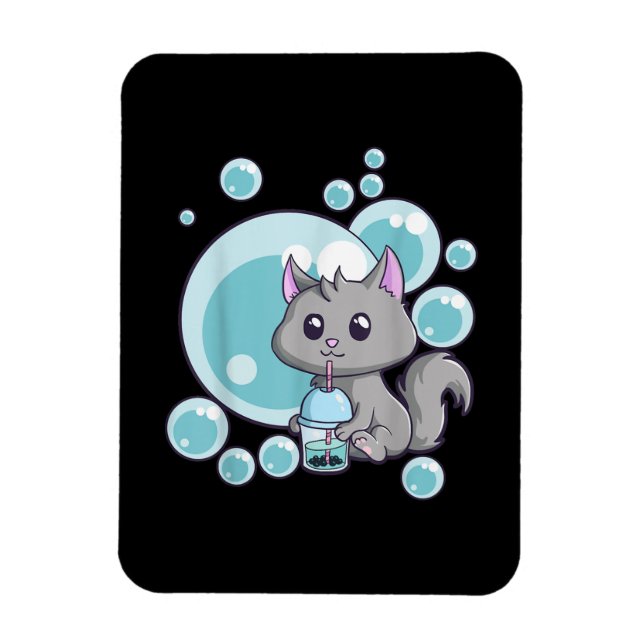 Cat Bubble Tea Gift | Funny Boba Tea Cats Design Magnet (Vertical)