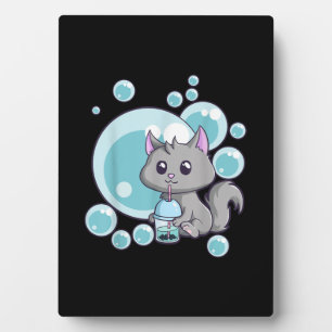 Cat Bubble Tea Gift Funny Boba Tea Cats Design Plaque