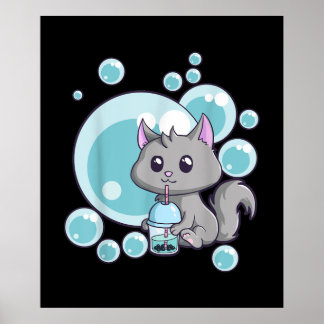 Cat Bubble Tea Gift | Funny Boba Tea Cats Design Poster